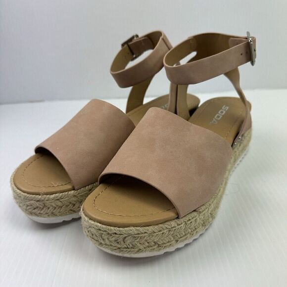 Soda Womens Topic Espadrille Ankle Strap Open Toe Wedge Sandals 8.5 Medium - Picture 7 of 11